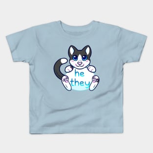 Kitty Pronouns - He/They Kids T-Shirt